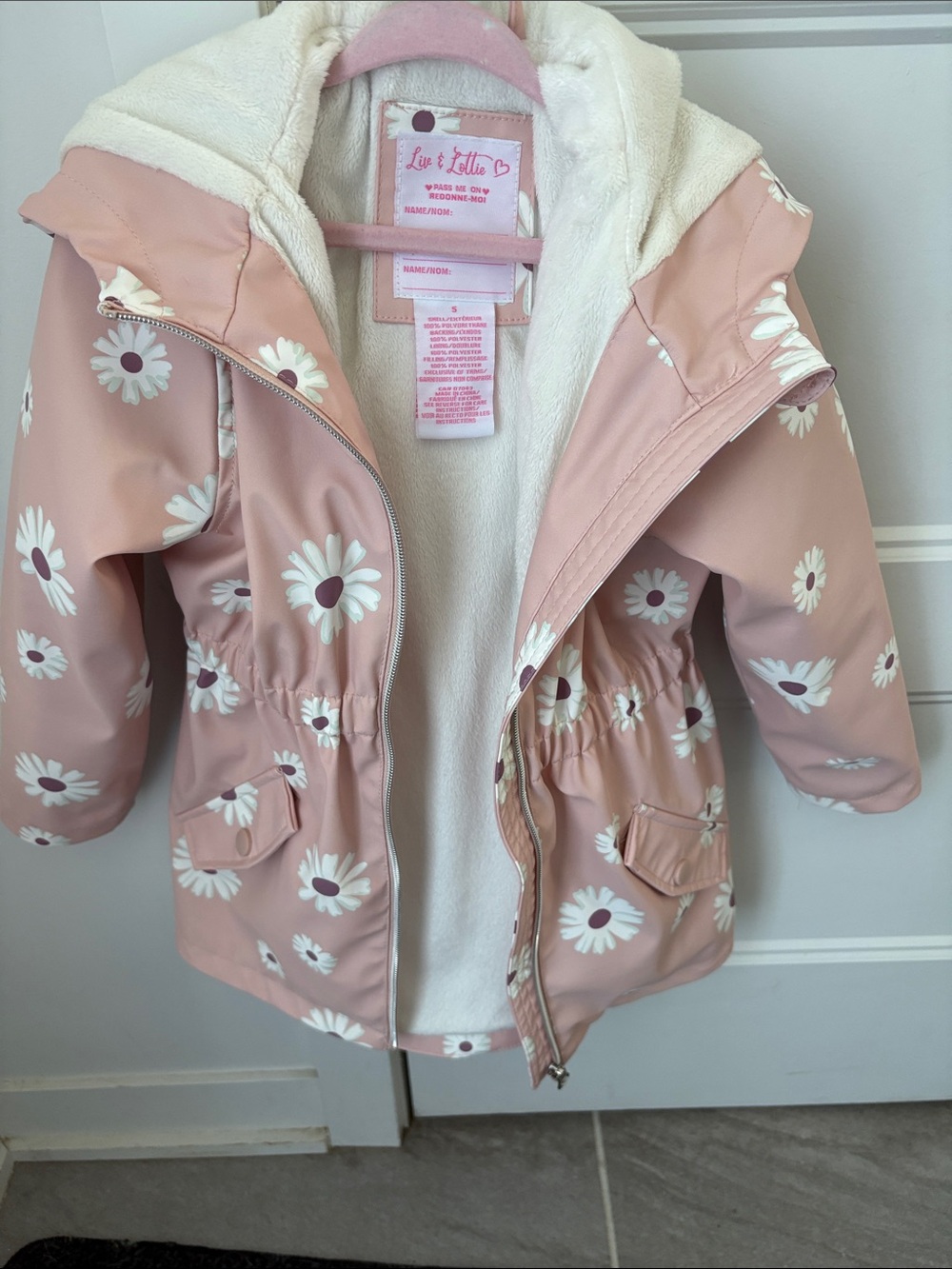 Girls' Pink Daisy Hooded Coat